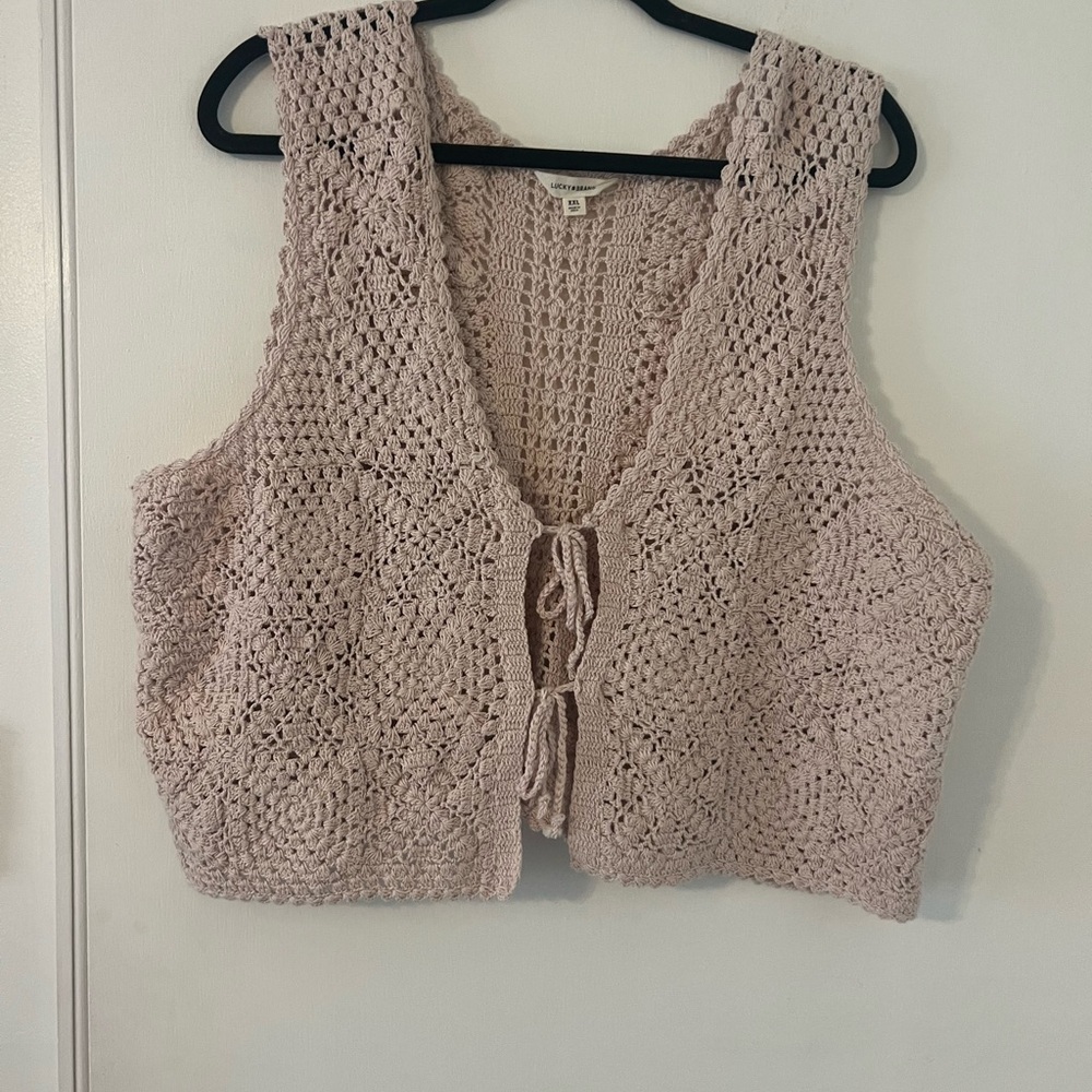 Lucky Crochet Tie-Front Vest 100 % cotton size XXL (D208)